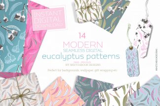 Modern Eucalyptus Digital Seamless Pattern Set