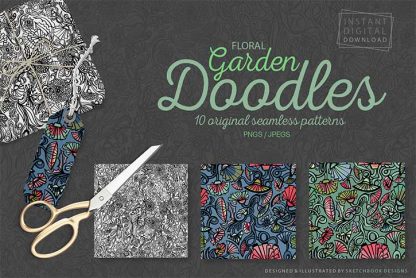 Floral Garden Doodle Pattern Set