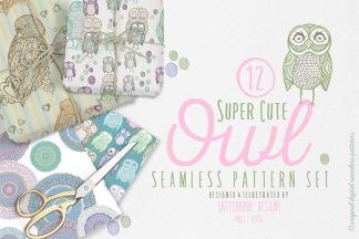 Owl Digital Seamless Pattern Set