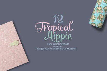 12 Tropical Hippie Digital Seamless Patterns