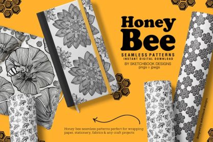 Honey Bee Digital Seamless Patterns